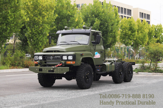 6WD军用绿尖卡车底盘_6×6越野卡车可改装底盘出口专用